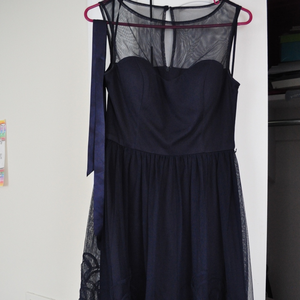 Bridesmaid Prom cocktail dress navy blue